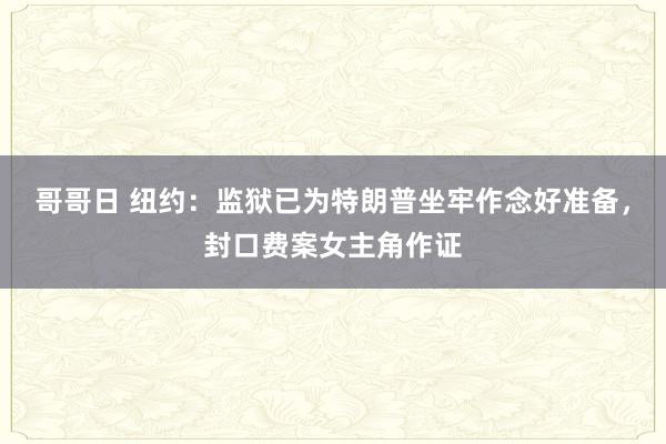 哥哥日 纽约：监狱已为特朗普坐牢作念好准备，封口费案女主角作证