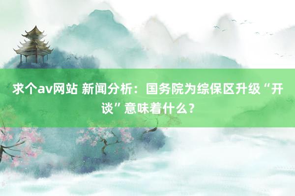 求个av网站 新闻分析：国务院为综保区升级“开谈”意味着什么？