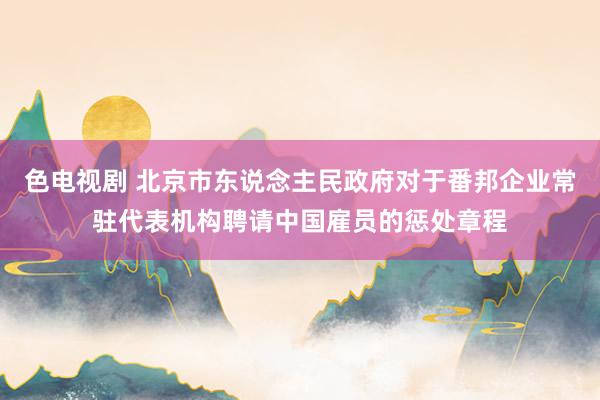 色电视剧 北京市东说念主民政府对于番邦企业常驻代表机构聘请中国雇员的惩处章程