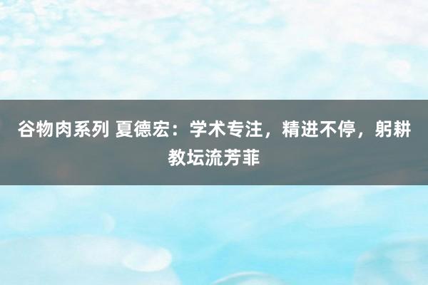 谷物肉系列 夏德宏：学术专注，精进不停，躬耕教坛流芳菲